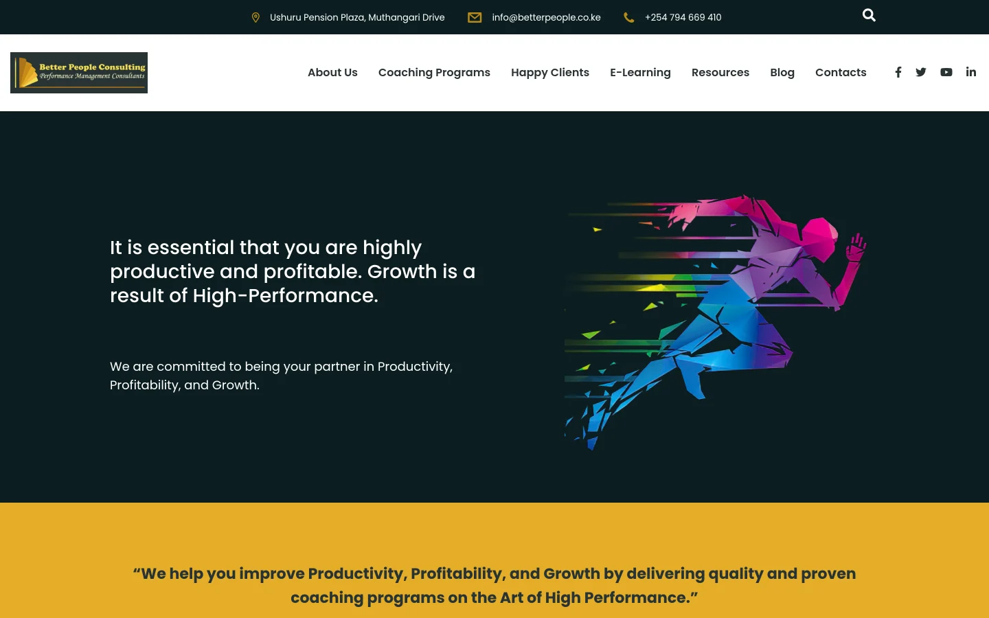 Better People Consulting website homepage, designed and built by Clarity Media