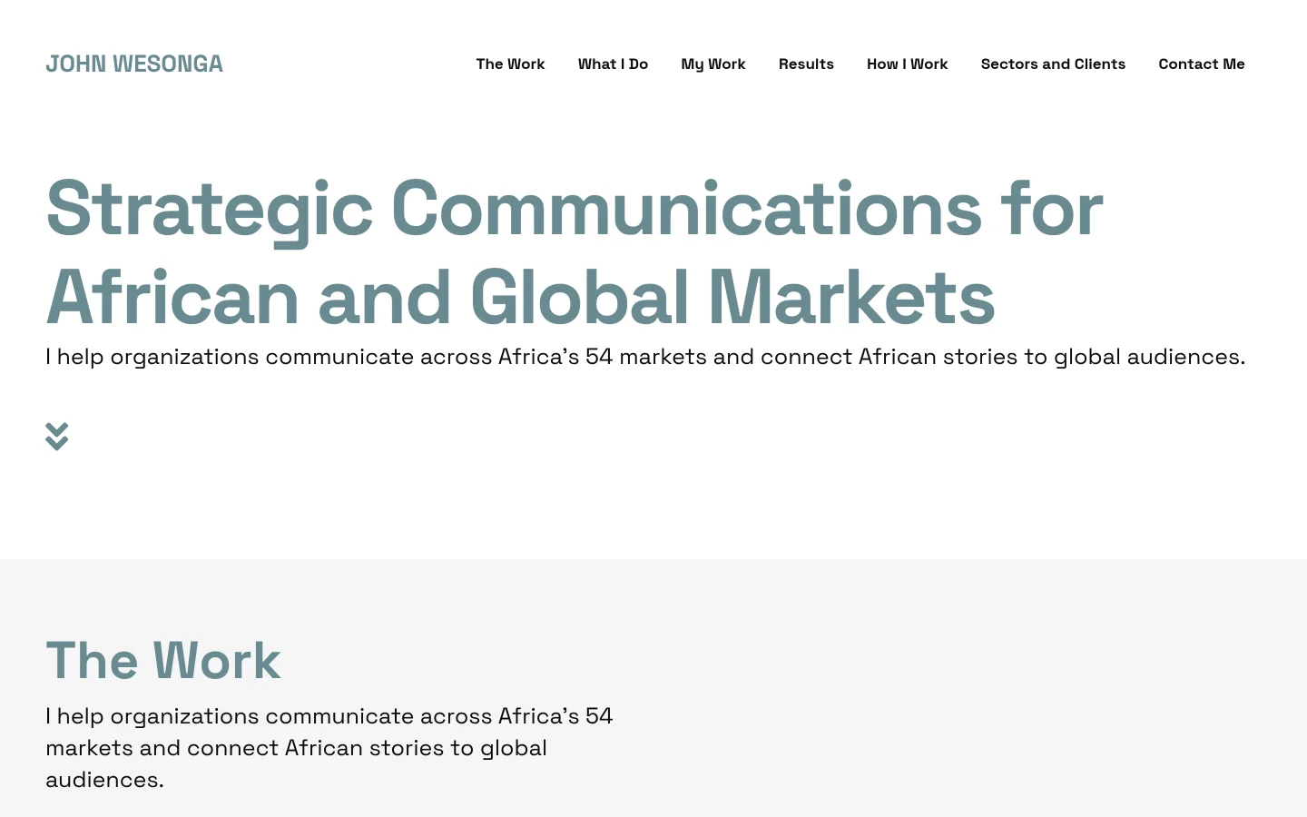 John Wesonga website homepage, designed and built by Clarity Media